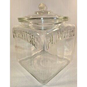 1930s Planters Peanuts Square Store Counter Jar Peanut Lid Very Nice Condition